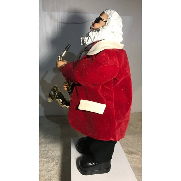 Animated Jazz Santa Claus Saxaphone Velvet Suit Jingle Bells 15" READ - Picture 3 of 10